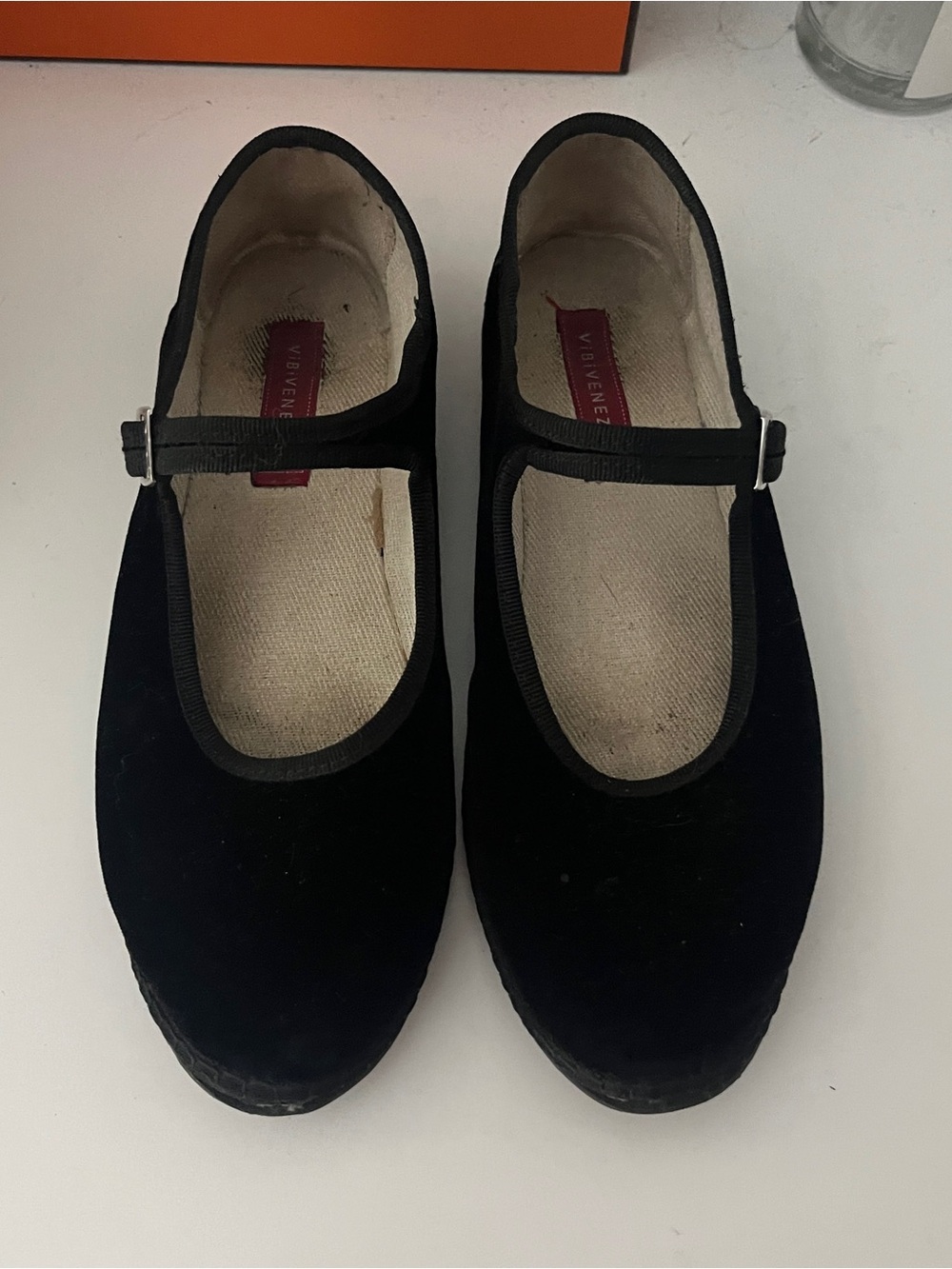 Vibi Venezia Black Velvet Mary Jane Flats